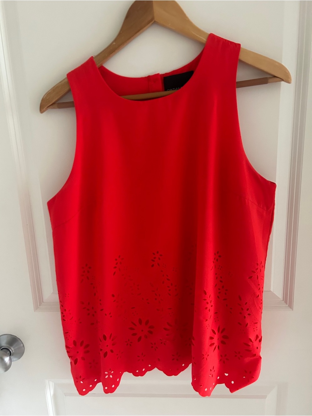 Cynthia Rowley Red Sleeveless Laser-Cut Hem Camisole
